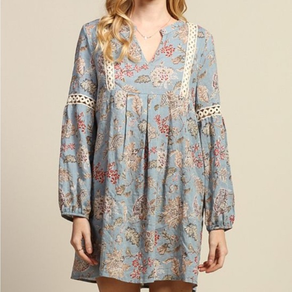 Tassels N Lace Dresses & Skirts - 3/$10. Tassels N Lace Long Sleeve Floral Dress in Soft Blue
